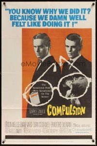 2j227 COMPULSION 1sh '59 crazy Dean Stockwell & Bradford Dillman try to commit the perfect murder!
