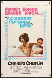 2j237 COUNTESS FROM HONG KONG 1sh '67 Marlon Brando, sexy Sophia Loren, directed by Chaplin!