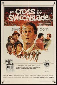 2j246 CROSS & THE SWITCHBLADE 1sh '70 artwork of Pat Boone, young Erik Estrada!