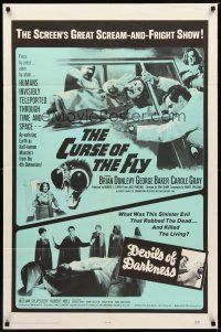 2j252 CURSE OF THE FLY/DEVILS OF DARKNESS 1sh '65 great scream-and-fright double-bill!
