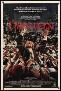 2j260 DANTON 1sh '83 Andrzej Wajda, cool image of Gerard Depardieu in the title role!