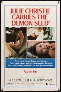 2j280 DEMON SEED style B 1sh '77 Julie Christie is profanely violated by a demonic machine!