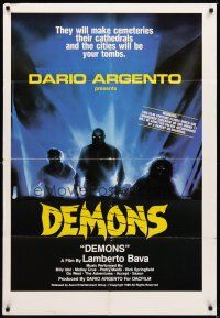 2j281 DEMONS 1sh '86 Dario Argento, E. Sciotti artwork of shadowy monster people!