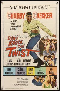 2j302 DON'T KNOCK THE TWIST 1sh '62 full-length image of dancing Chubby Checker, rock & roll!