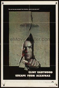 2j324 ESCAPE FROM ALCATRAZ 1sh '79 cool artwork of Clint Eastwood busting out by Lettick!