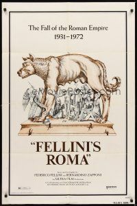 2j344 FELLINI'S ROMA 1sh '72 Italian Federico classic, the fall of the Roman Empire!