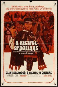 2j353 FISTFUL OF DOLLARS 1sh '67 Sergio Leone's Per un Pugno di Dollari, art of Clint Eastwood!