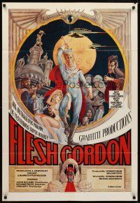 2j359 FLESH GORDON 1sh '74 sexy sci-fi spoof, wacky erotic super hero art by George Barr!