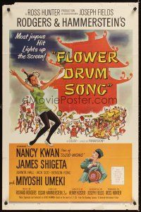 2j362 FLOWER DRUM SONG 1sh '62 great Kingman art of Nancy Kwan, Rodgers & Hammerstein!