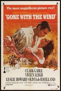2j393 GONE WITH THE WIND 1sh R80s Clark Gable, Vivien Leigh, Leslie Howard, all-time classic!