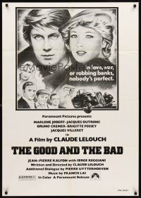 2j394 GOOD & THE BAD 1sh '77 Claude Lelouch's Le Bon et les Mechants, art of top stars!