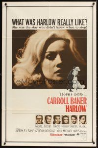 2j417 HARLOW new campaign style 1sh '65 super close up of Carroll Baker in the title role!
