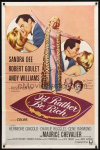 2j452 I'D RATHER BE RICH 1sh '64 sexy Sandra Dee between Robert Goulet & Andy Williams!