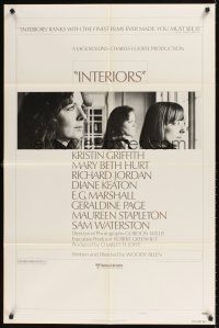 2j466 INTERIORS style B 1sh '78 Diane Keaton, Mary Beth Hurt, directed by Woody Allen!