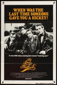 2j523 LORDS OF FLATBUSH 1sh R77 cool portrait of Fonzie, Rocky, & Perry as greasers in leather!