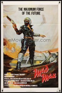 2j537 MAD MAX 1sh R83 Bill Garland art of wasteland cop Mel Gibson, Australian sci-fi classic!