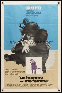 2j547 MAN & A WOMAN int'l 1sh '66 Claude Lelouch's Un homme et une femme, Anouk Aimee, Trintignant
