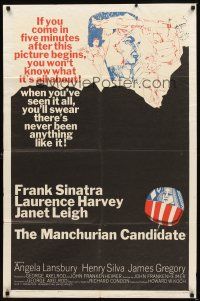 2j550 MANCHURIAN CANDIDATE 1sh '62 cool art of Frank Sinatra, directed by John Frankenheimer!