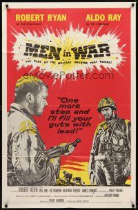 2j561 MEN IN WAR 1sh '57 art of Robert Ryan & Aldo Ray fighting in Korea!