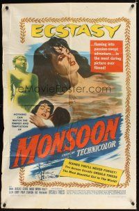 2j571 MONSOON 1sh '52 beautiful naked Ursula Thiess in the most daring picture ever filmed!