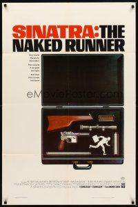 2j592 NAKED RUNNER 1sh '67 Frank Sinatra, cool image of sniper rifle gun dismantled in suitcase!