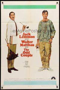 2j616 ODD COUPLE 1sh '68 art of best friends Walter Matthau & Jack Lemmon by Robert McGinnis!