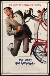 2j651 PEE-WEE'S BIG ADVENTURE 1sh '85 Tim Burton, best image of Paul Reubens & his beloved bike!