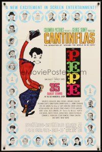 2j656 PEPE 1sh '61 cool art of Cantinflas, plus photos of 35 all-star cast members!