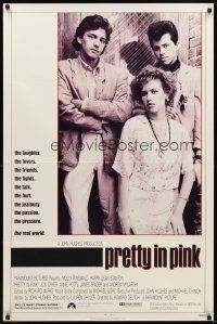 2j676 PRETTY IN PINK 1sh '86 great portrait of Molly Ringwald, Andrew McCarthy & Jon Cryer!