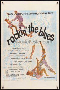 2j716 ROCKIN' THE BLUES 1sh '56 Hal Jackson, Mantan Moreland, Connie Caroll, rock 'n' roll!