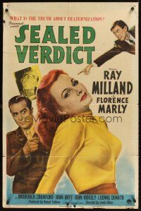 2j740 SEALED VERDICT style A 1sh '48 Ray Milland, sexy Florence Marly ought to hang!