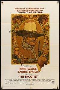 2j761 SHOOTIST 1sh '76 best Richard Amsel artwork of cowboy John Wayne & cast montage!