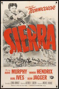 2j762 SIERRA military 1sh '50 cowboy Audie Murphy, Wanda Hendrix in western action, Burl Ives!