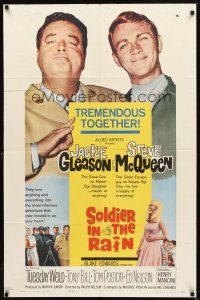 2j784 SOLDIER IN THE RAIN 1sh '64 close-ups of misfit soldiers Steve McQueen & Jackie Gleason!