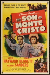 2j792 SON OF MONTE CRISTO 1sh R48 Louis Hayward, Joan Bennett, George Sanders!