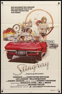 2j823 STINGRAY 1sh '78 cool art of Chevy Corvette car chase by John Solie!
