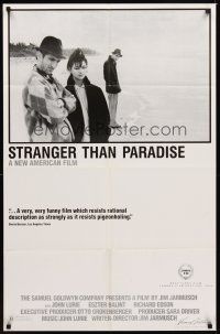 2j830 STRANGER THAN PARADISE 1sh '84 Jim Jarmusch, John Lurie, Eszter Balint on beach!