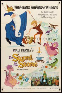 2j845 SWORD IN THE STONE 1sh R73 Disney's cartoon story of young King Arthur & Merlin the Wizard!