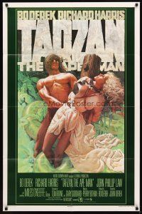 2j855 TARZAN THE APE MAN advance 1sh '81 art of sexy Bo Derek & O'Keefe by James H. Michaelson!