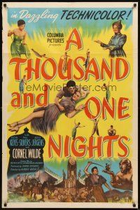 2j879 THOUSAND & ONE NIGHTS style A 1sh '45 Evelyn Keyes, Cornel Wilde, Rex Ingram as the Genie!
