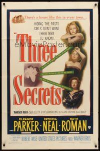 2j883 THREE SECRETS 1sh '50 trapped by her own glamour, don't judge them until you know!