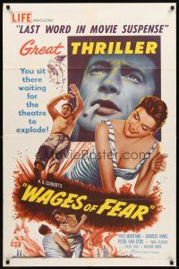2j933 WAGES OF FEAR 1sh '55 Yves Montand, Henri-Georges Clouzot's suspense classic!