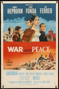 2j937 WAR & PEACE 1sh '56 art of Audrey Hepburn, Henry Fonda & Mel Ferrer, Leo Tolstoy epic!