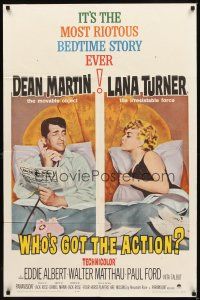 2j960 WHO'S GOT THE ACTION 1sh '62 Daniel Mann directed, Dean Martin & irresistible Lana Turner!