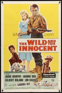 2j964 WILD & THE INNOCENT 1sh '59 Audie Murphy wants to kill, drink whiskey & kiss fancy women!
