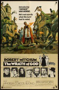 2j982 WRATH OF GOD style A 1sh '72 priest Robert Mitchum is not exactly what the Lord had in mind!