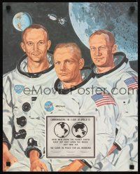 2k334 COMMEMORATING THE FLIGHT OF APOLLO XI 16x20 art print '70s Neil Armstrong, Collins & Aldrin!