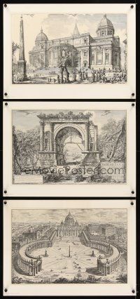 2k353 PENN PRINTS set of 3 14x19 art prints '57 cool drawings of Roman landmarks & buildings!