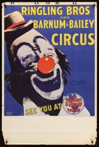 2k208 RINGLING BROS & BARNUM & BAILEY CIRCUS circus poster '60s Copelan art of clown!