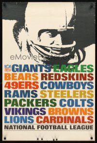2k636 NATIONAL FOOTBALL LEAGUE commercial poster '60s cool list of teams & image of player!